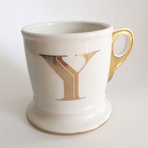 Anthropologie Gold Monogram Mug Letter "Y"